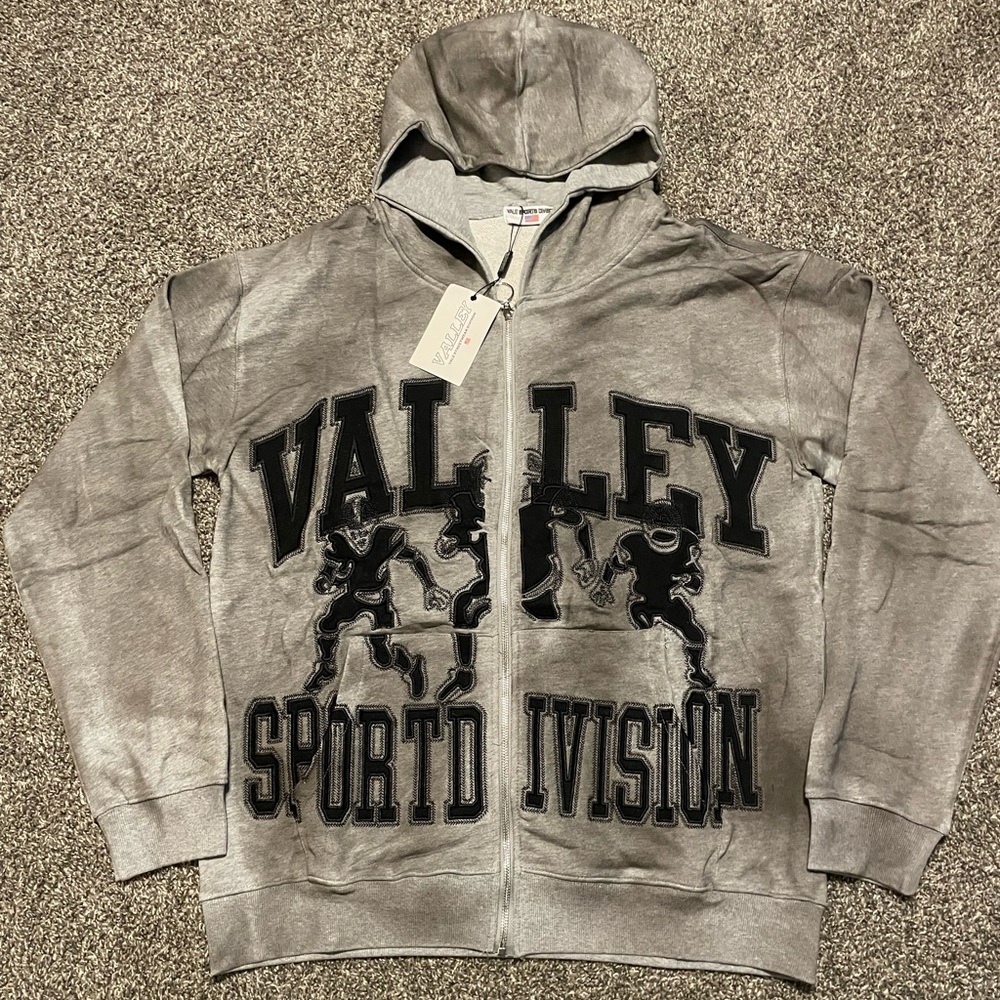 VALLEY Grey Spartan Division Zip Up Hoodie